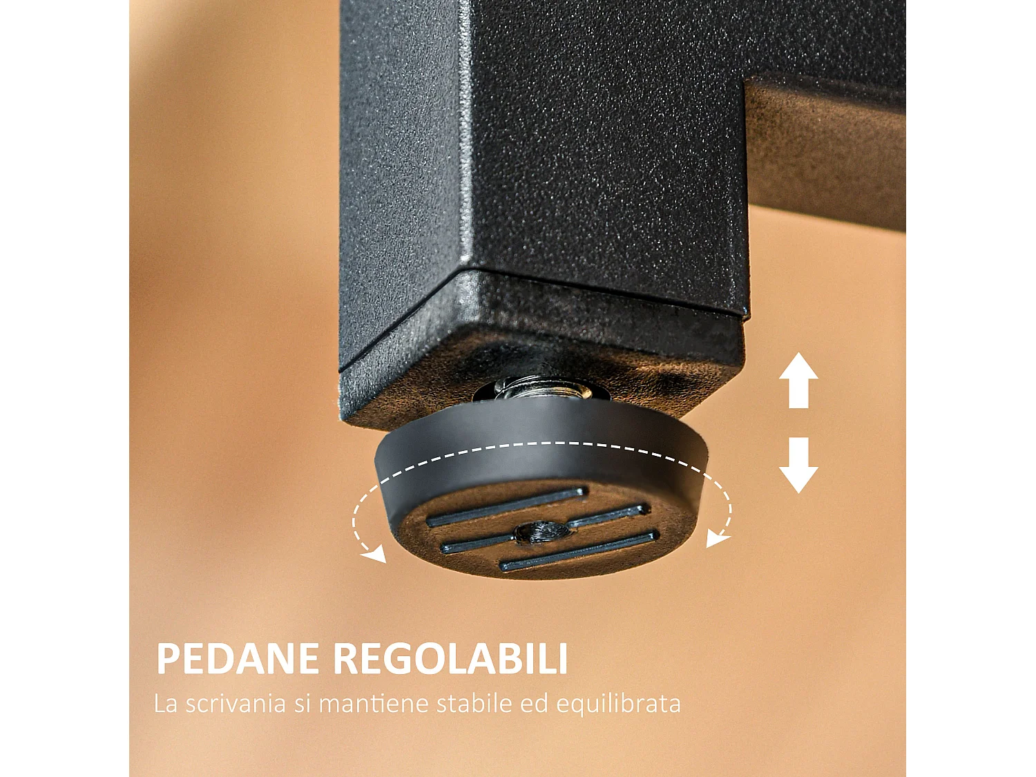 Scrivania doppia stile industriale con scaffali e mensola per monitor