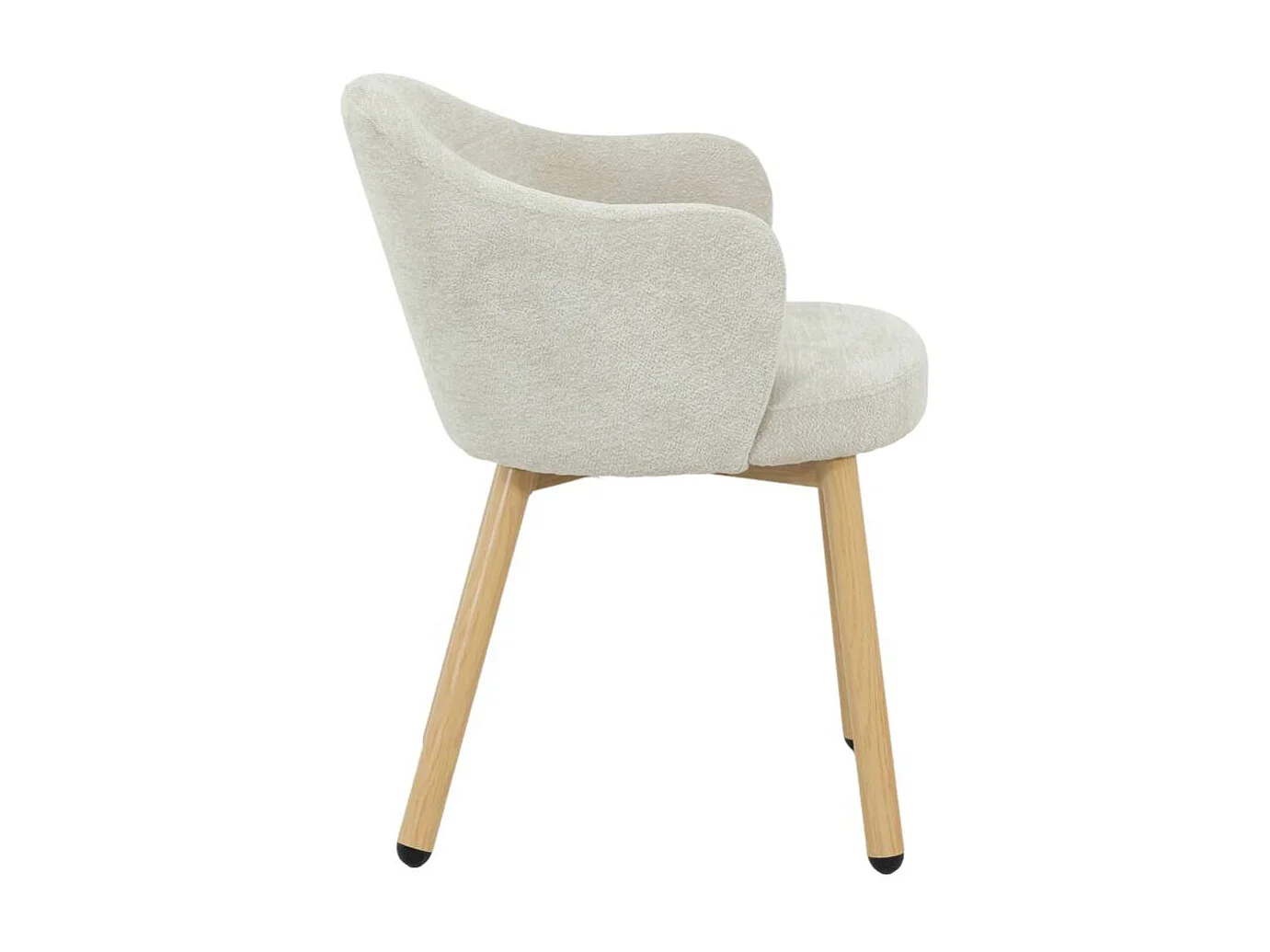 Fauteuil en tissu écru et pieds en métal effet bois Mayi