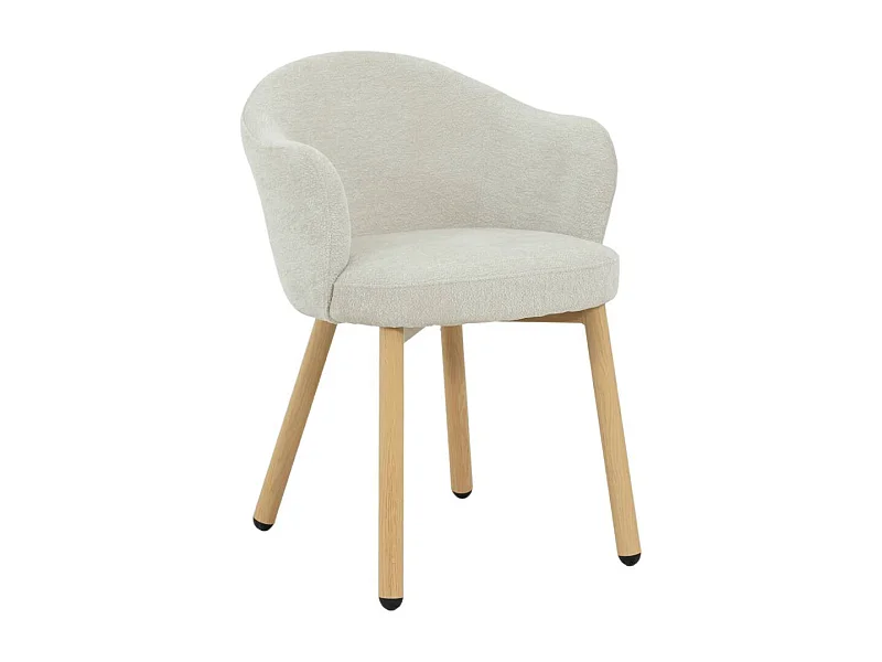 Chaise en tissu écru et pieds en métal effet bois Mayi (lot de 2)