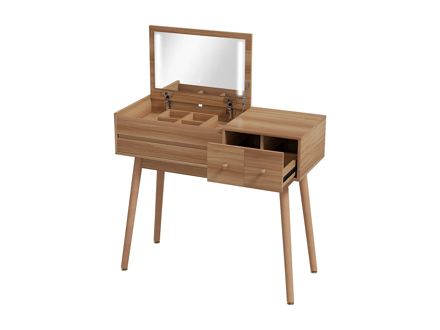 Tavolo da trucco scrivania 2 in 1 con specchio e spazio contenitore