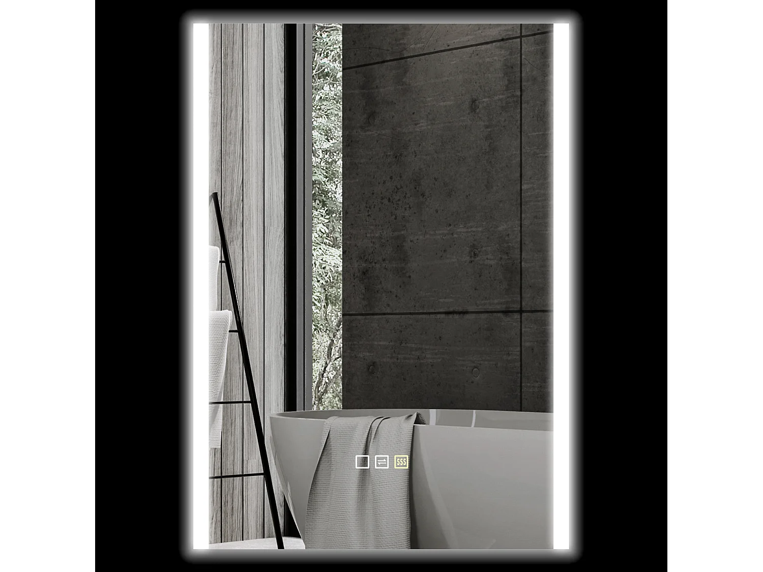 Specchio bagno da parete con luce led a 3 colori 70x50x3 cm