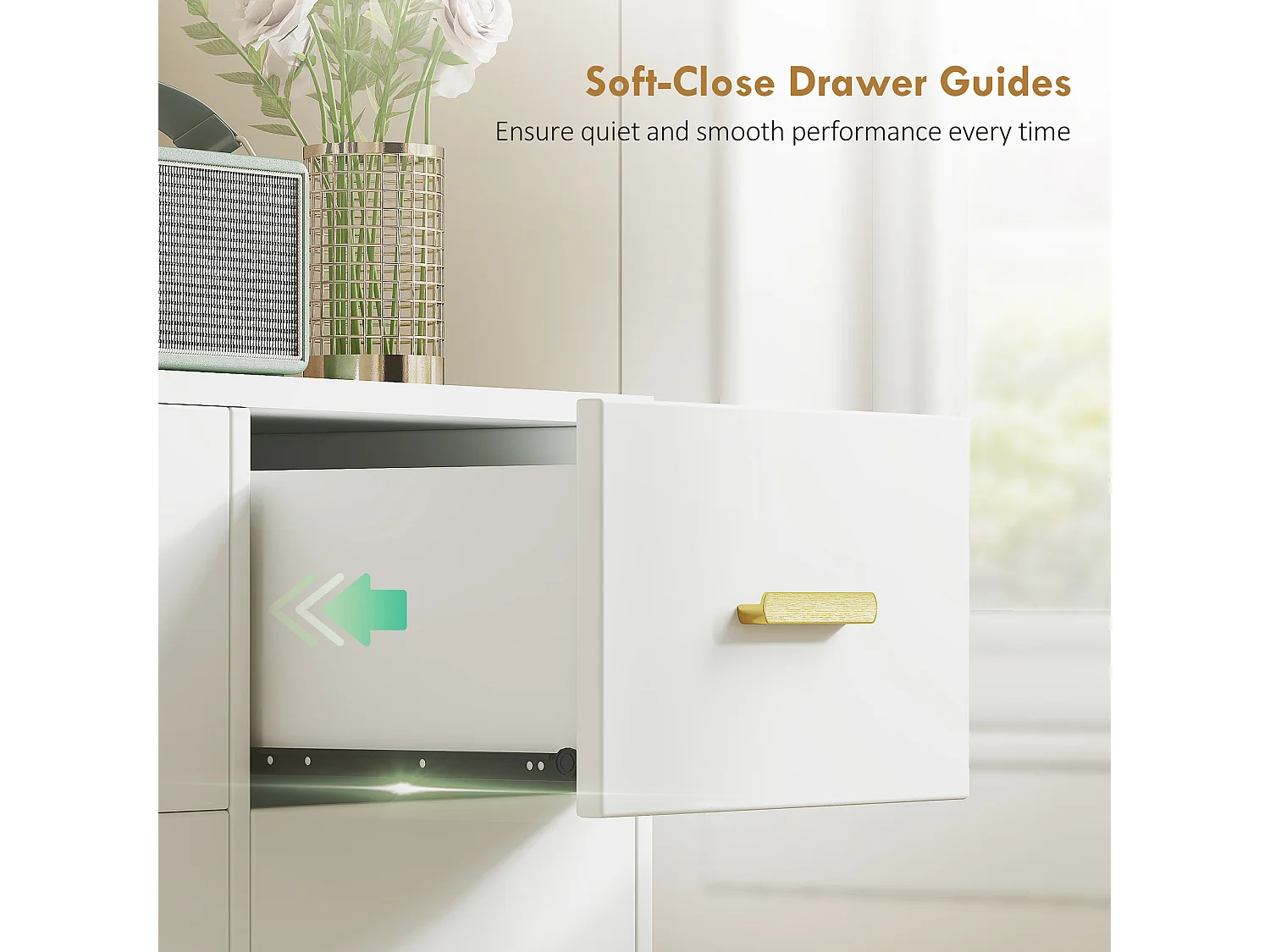 Toeletta con specchio con luci regolabili e 6 cassetti bianco