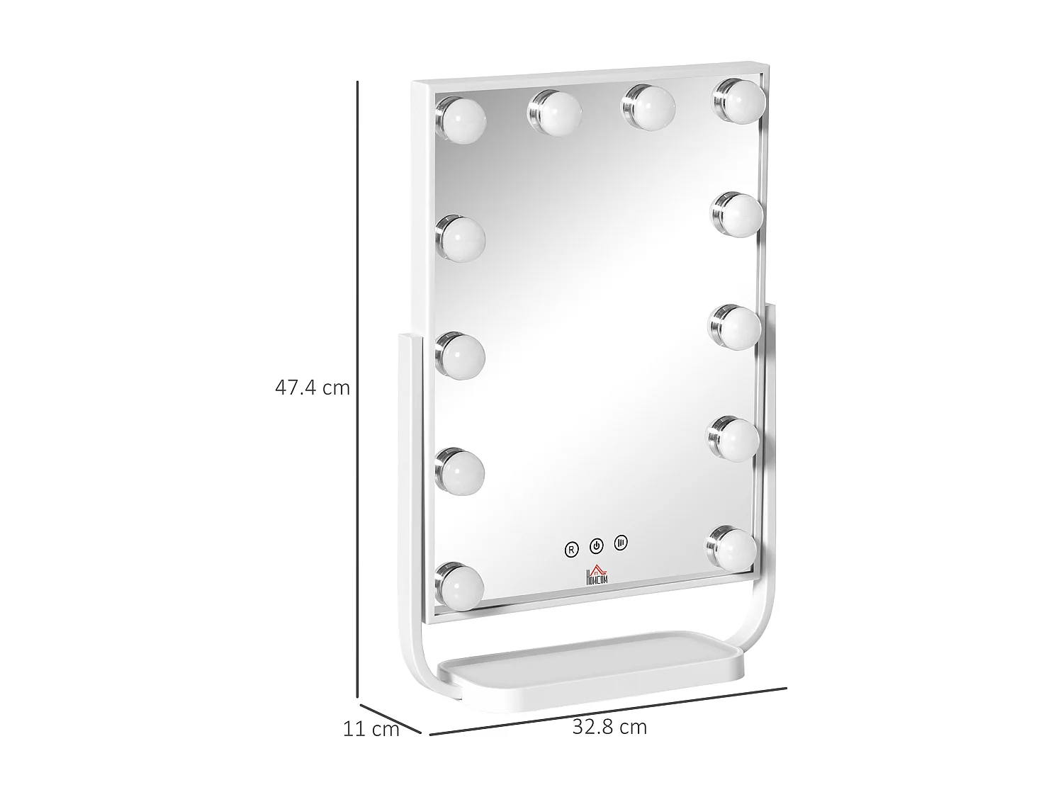 Specchio per trucco con 12 luci led luminosità regolabile