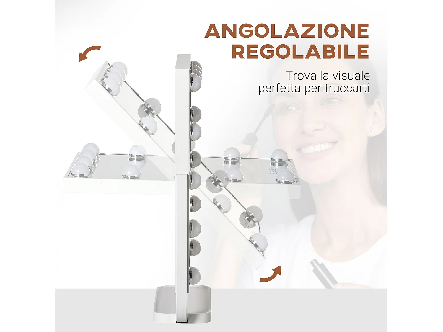 Specchio per trucco con 12 luci led luminosità regolabile