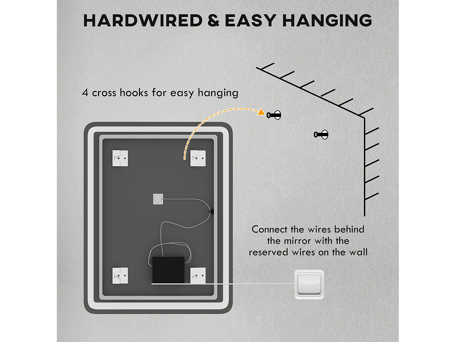 Specchio bagno 70x90cm con luce led a 3 temperature e antiappannamento