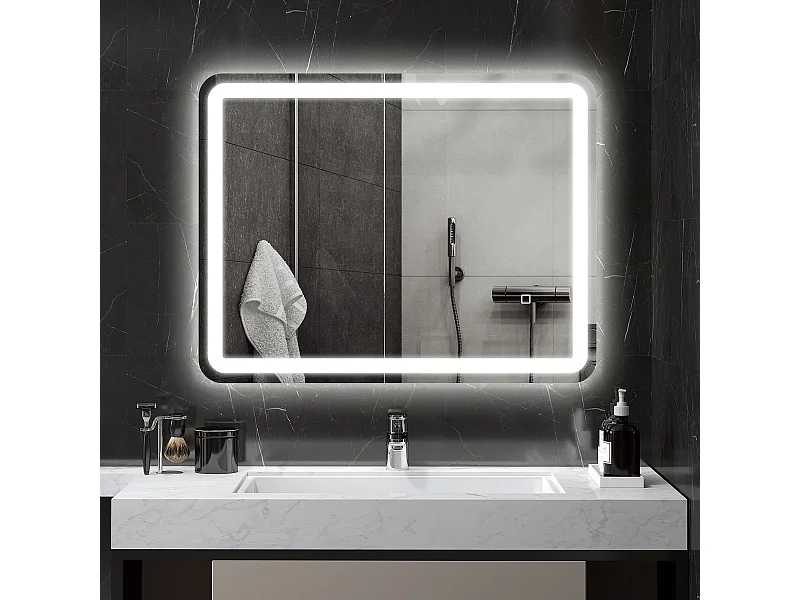 Specchio bagno 70x90cm con luce led a 3 temperature e antiappannamento