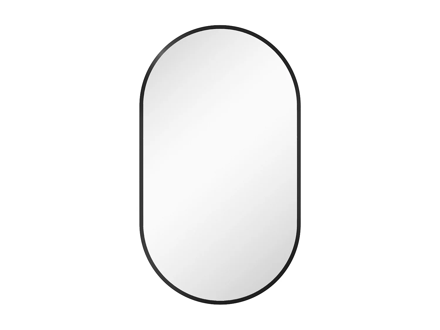 Specchio per bagno ovale con 3 ganci in lega di alluminio e vetro nero