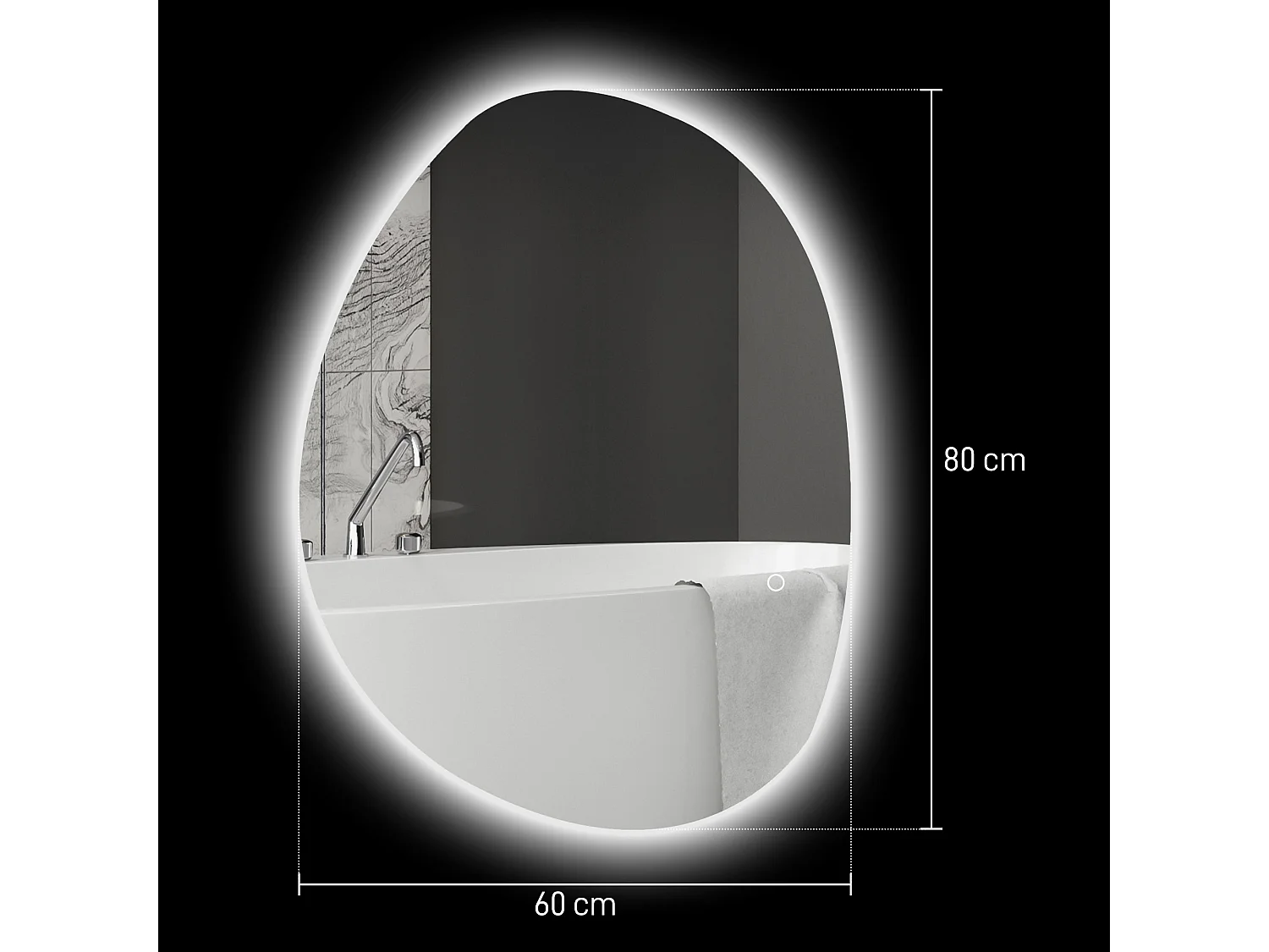 Specchio da bagno con illuminazione a led regolabile 80x5x60cm argento