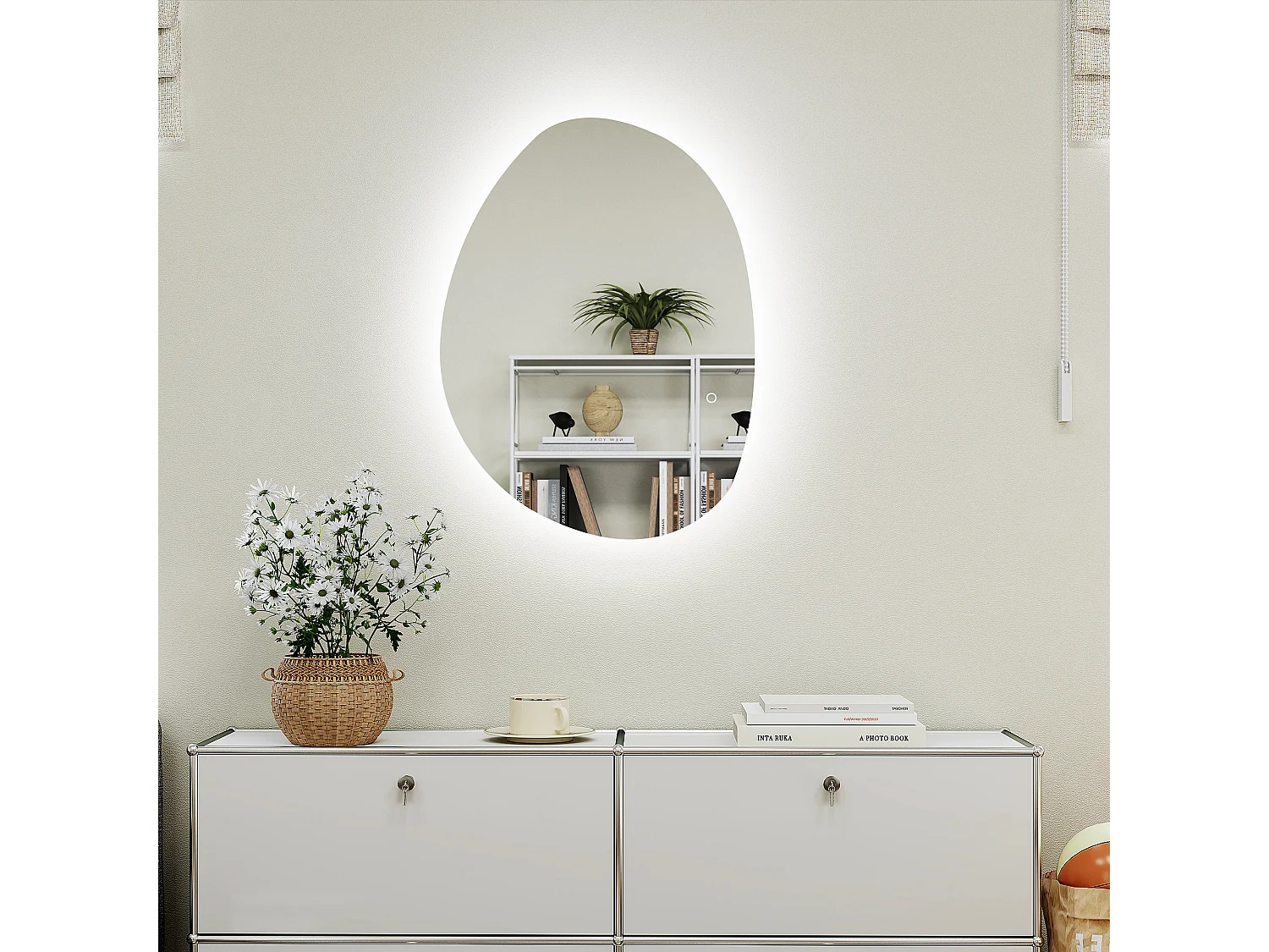 Specchio da bagno con illuminazione a led regolabile 80x5x60cm argento