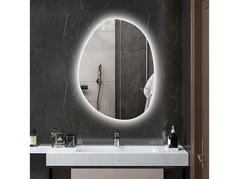 Specchio da bagno con illuminazione a led regolabile 80x5x60cm argento