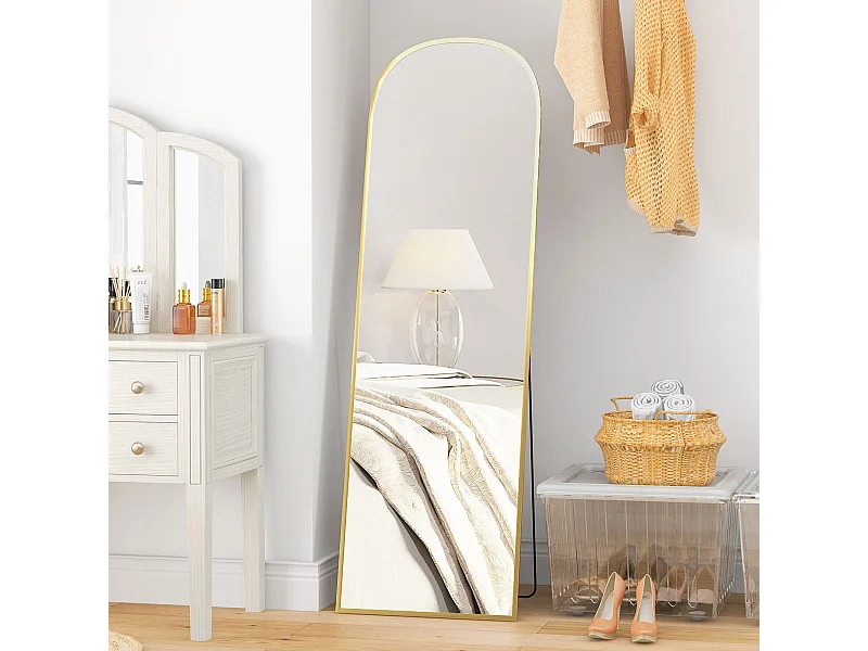 Specchio da terra e parete con supporto pieghevole 50x161.5 cm oro