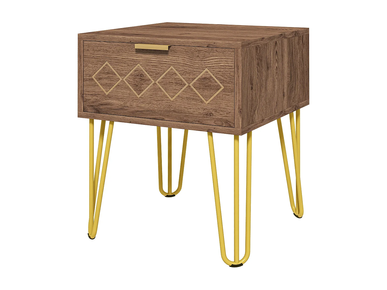 Comodini con cassetti set 2pz in truciolato e acciaio marrone