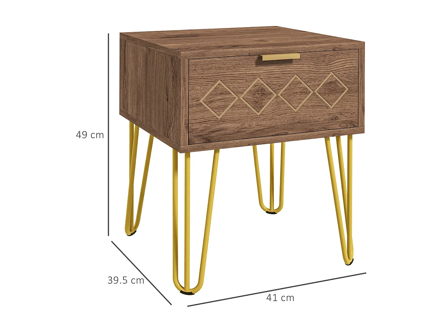 Comodini con cassetti set 2pz in truciolato e acciaio marrone