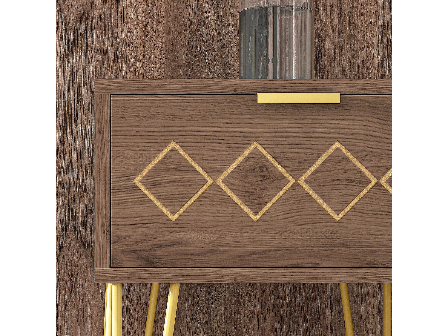 Comodini con cassetti set 2pz in truciolato e acciaio marrone