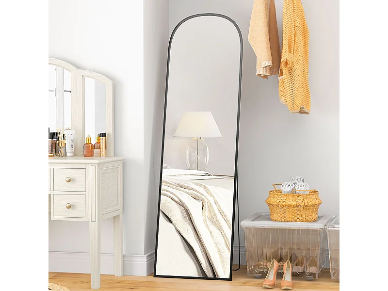 Specchio da terra e parete con supporto pieghevole 50x170 cm nero