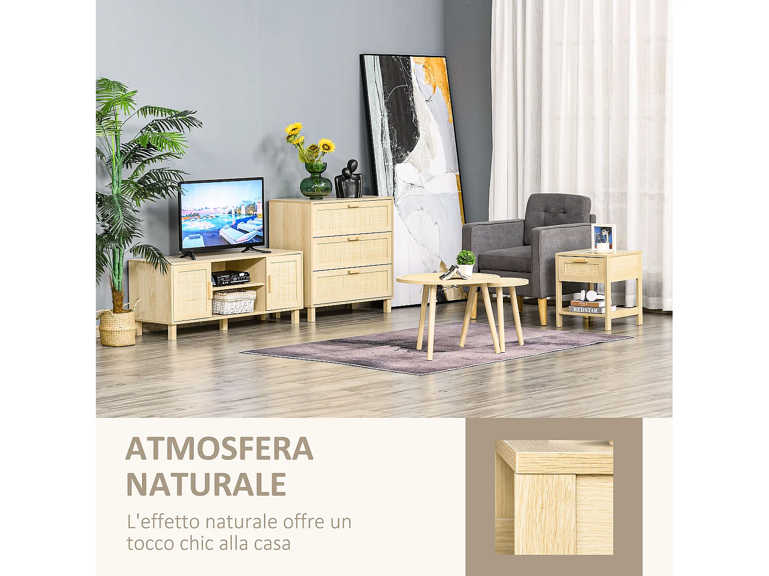 Comodino moderno con cassetto e ripiano inferiore in mdf