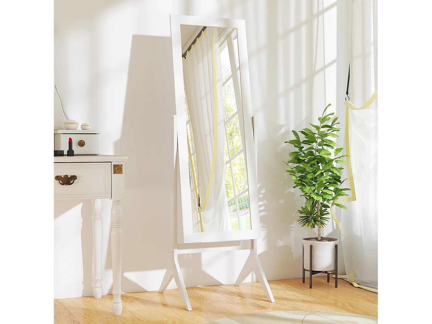 Specchio a figura intera con 4 gambe e angolazione regolabile bianco
