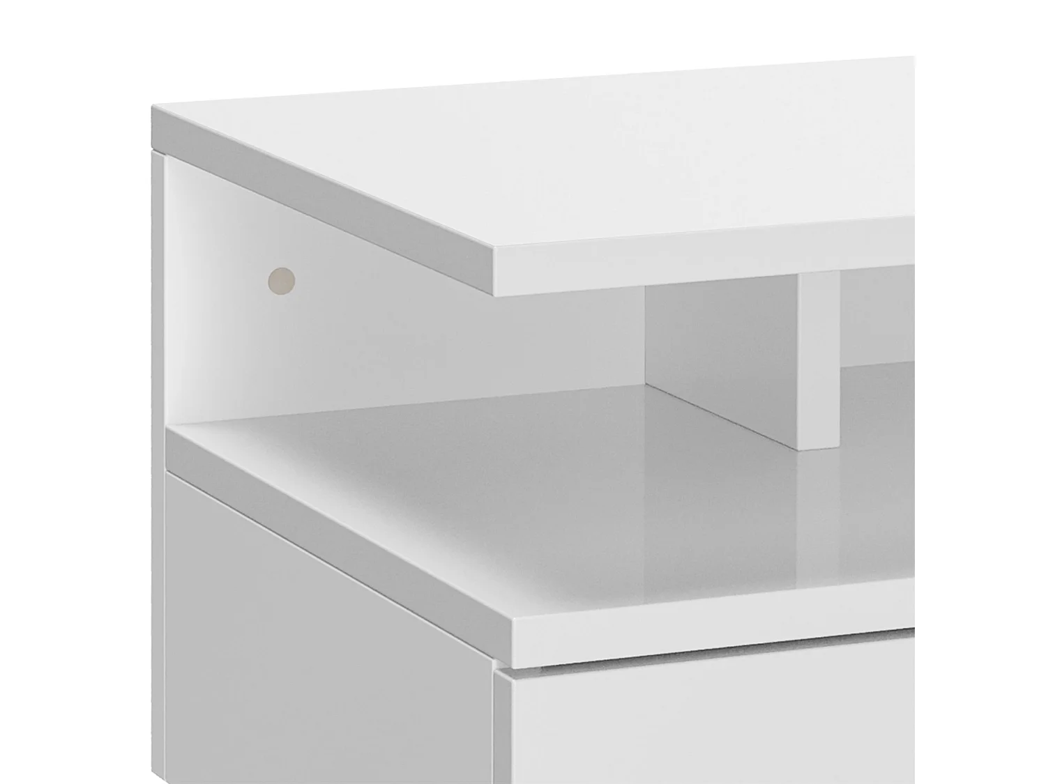 Set 2 comodini sospesi con cassetto e mensola bianco lucido