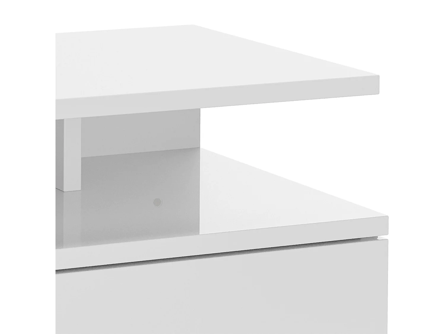 Set 2 comodini sospesi con cassetto e mensola bianco lucido