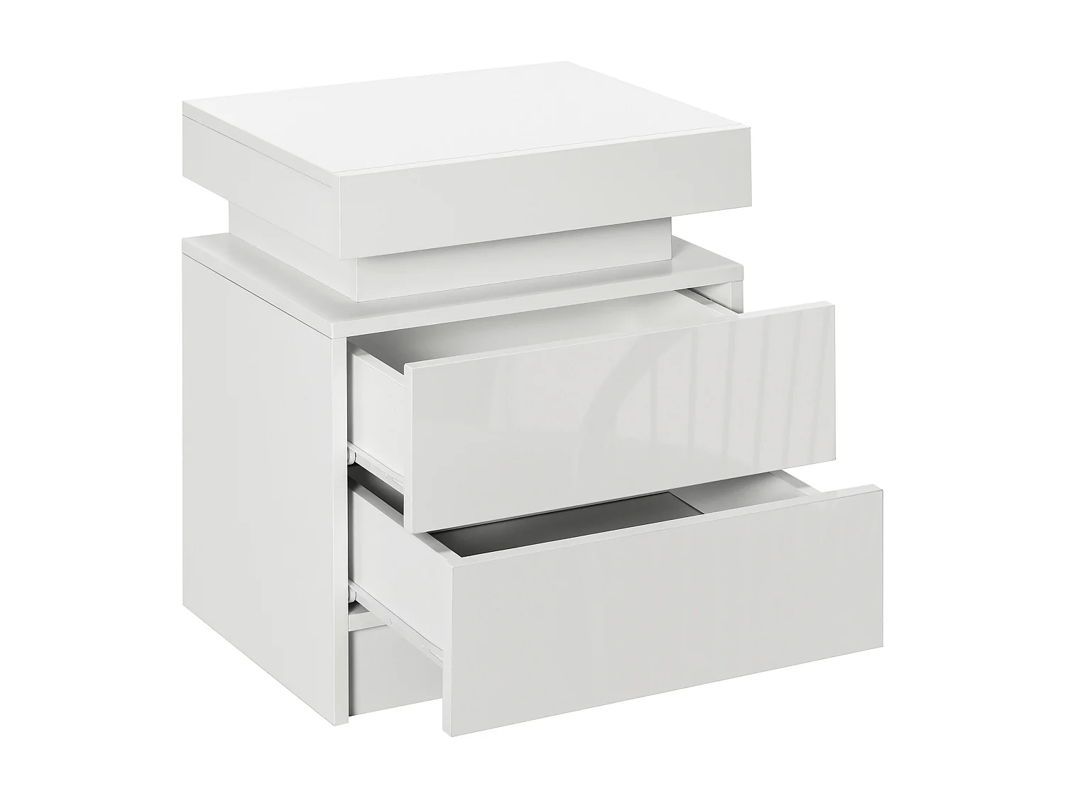 Comodino con luce led rgb 2 cassetti e 16 colori 45x35x52cm