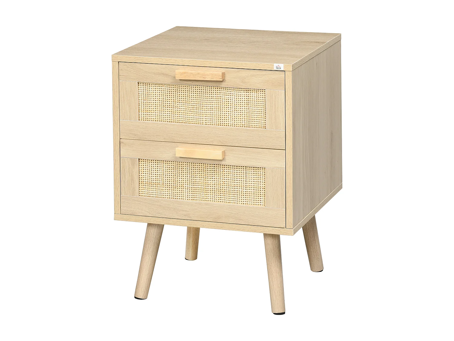 Comodino con 2 cassetti in stile boho colore legno