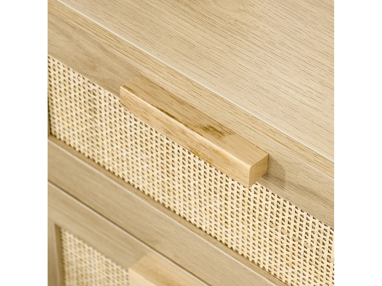 Comodino con 2 cassetti in stile boho colore legno