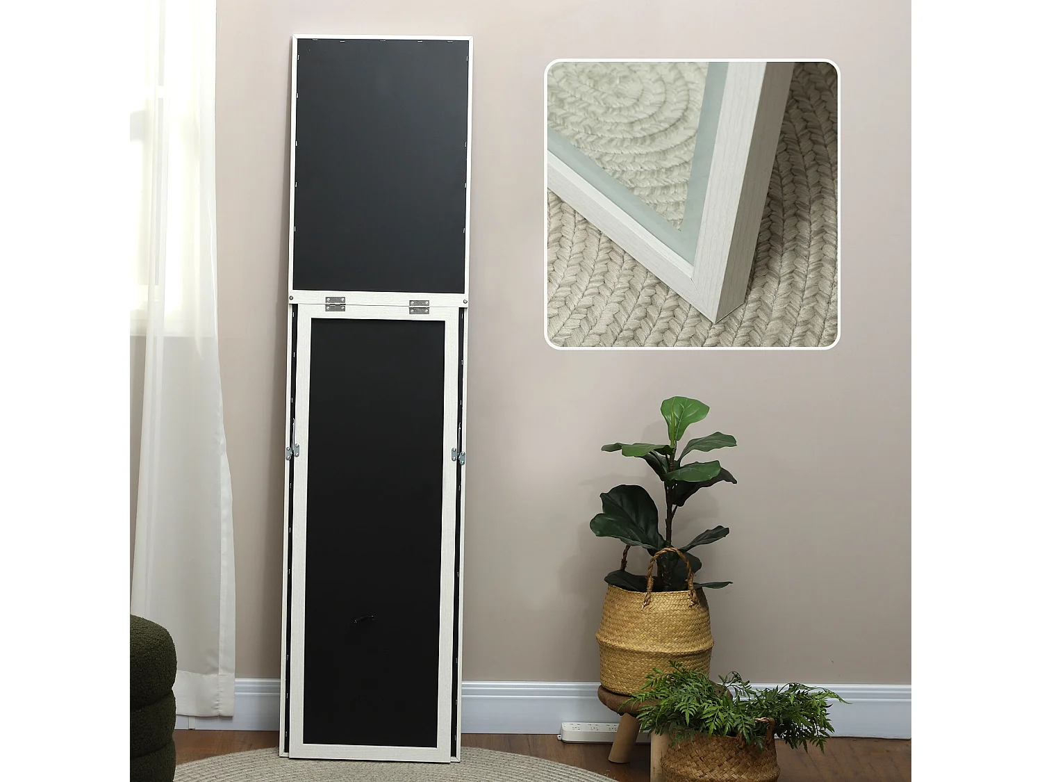 Specchio da parete e da terra con luci led regolabili bianco