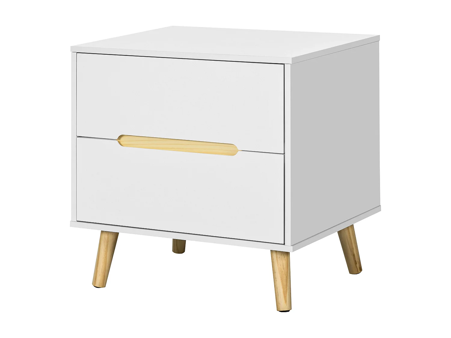 Comodino moderno con 2 cassetti 50lx40px50.5a cm bianco