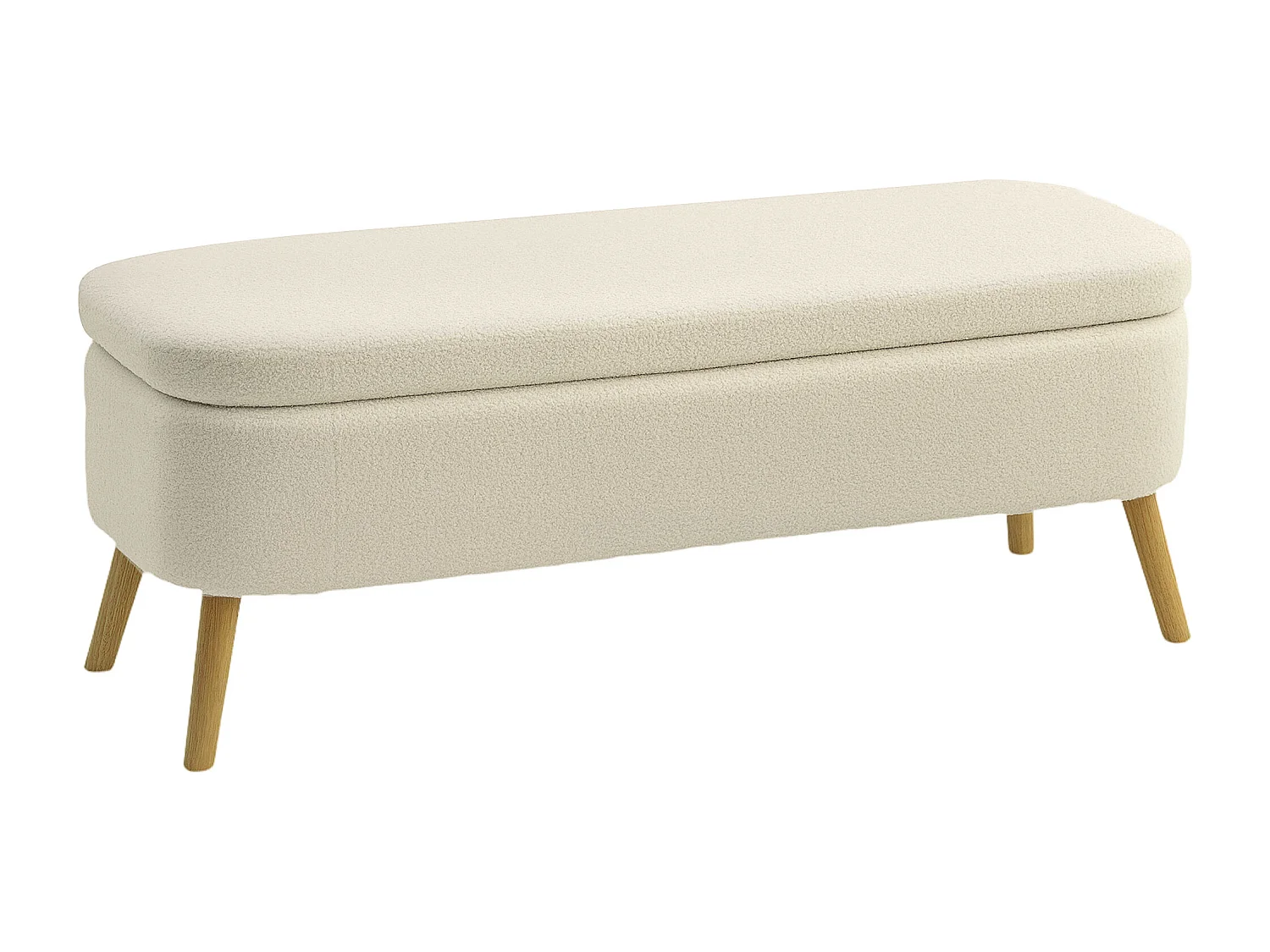 Panca contenitore imbottita da 65L in tessuto teddy beige