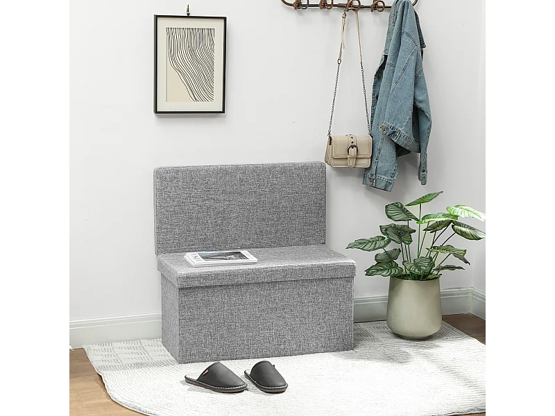 Panca contenitore da 77 litri pieghevole con schienale grigio