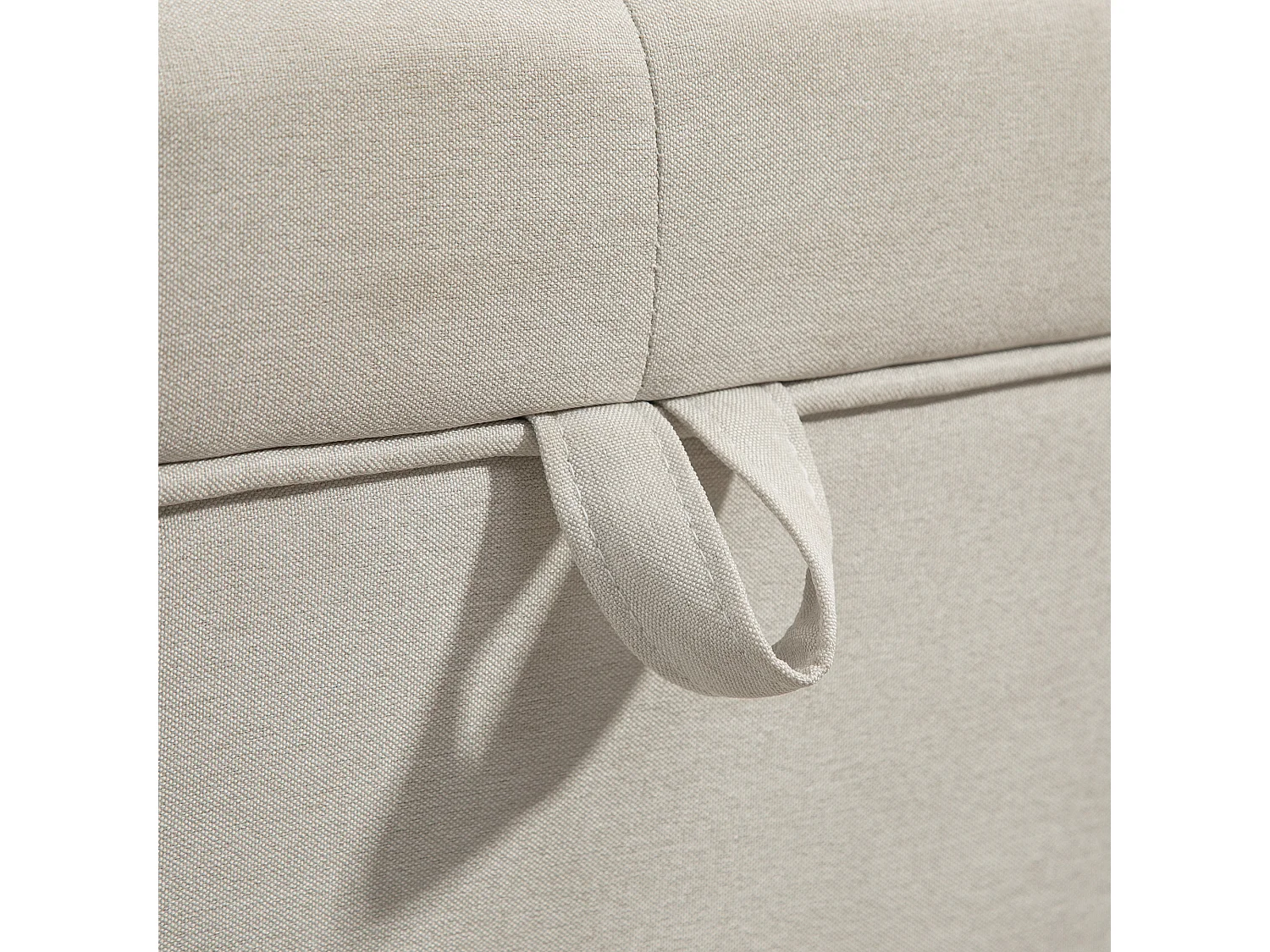 Panca contenitore imbottita da 80 litri in tessuto e legno crema