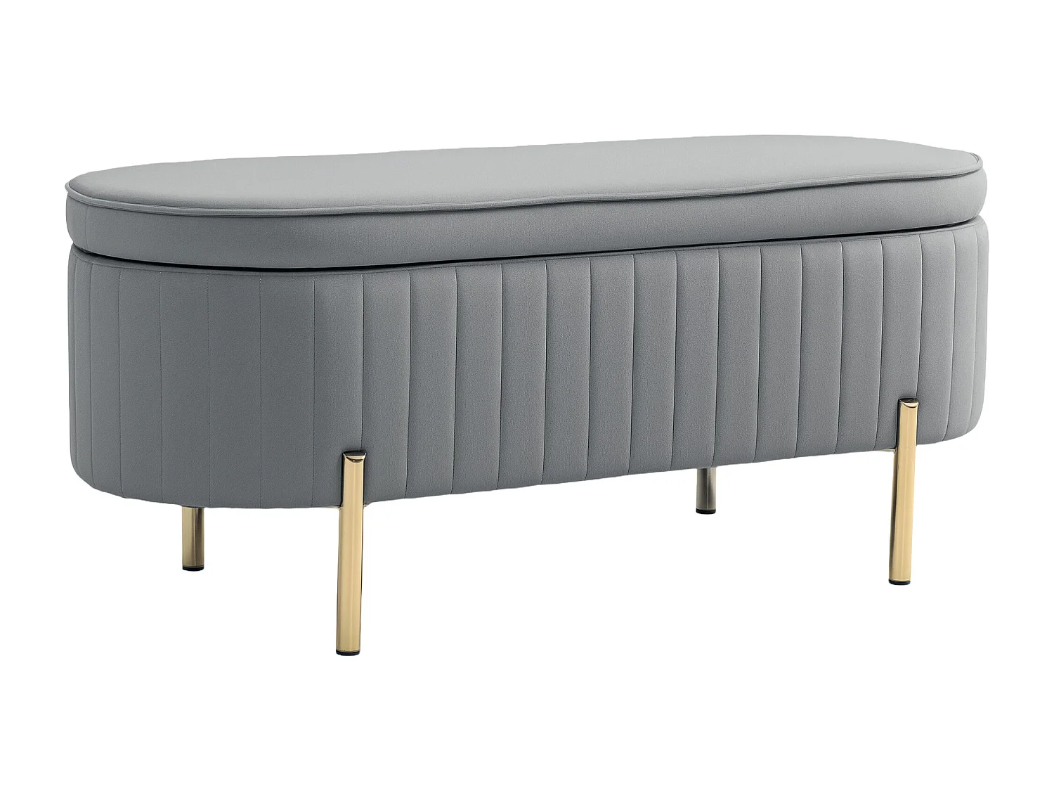 Panca contenitore ovale da 72l in tessuto effetto velluto grigio