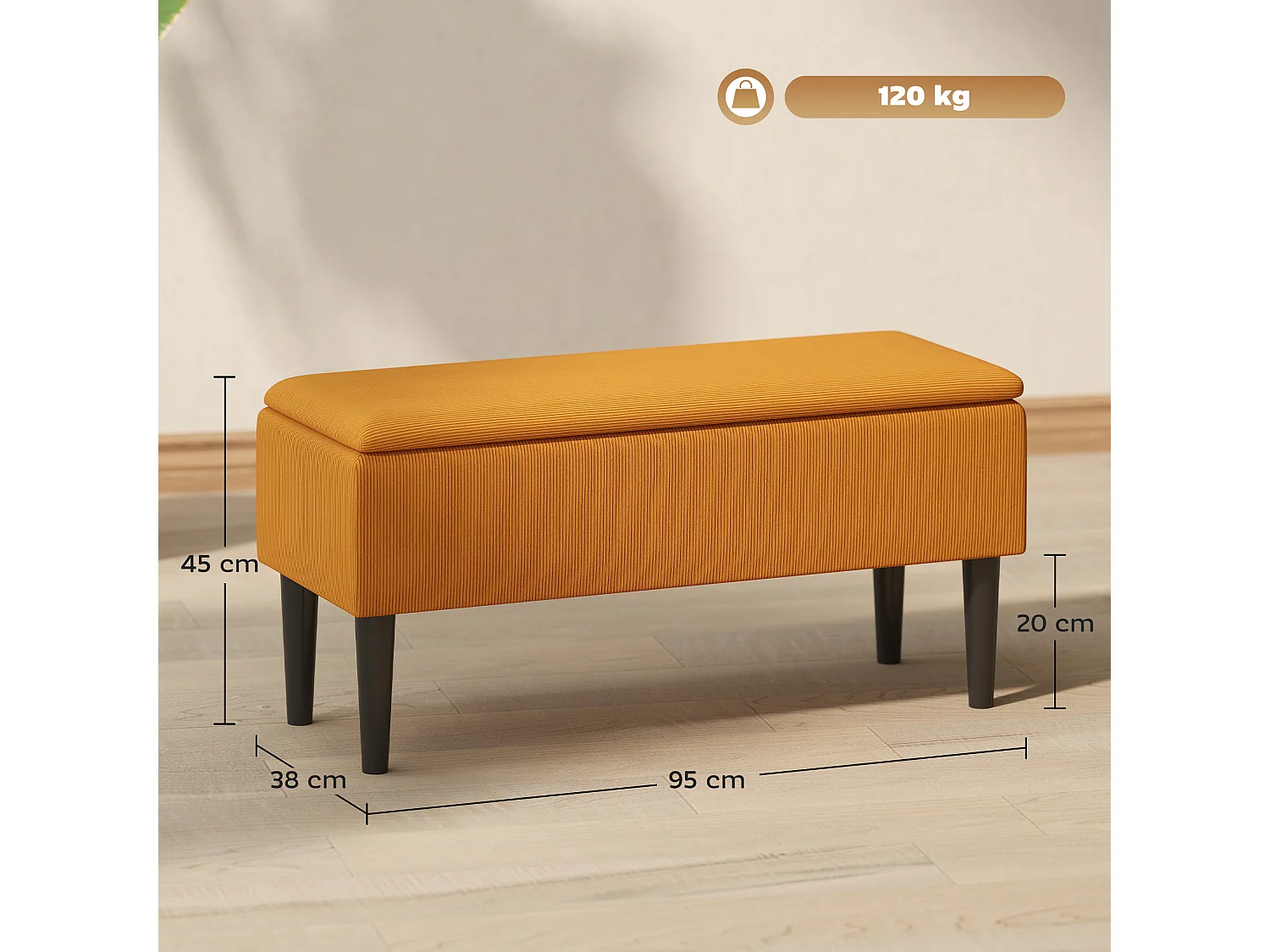 Panca fondoletto per camera da letto e ingresso arancione nera