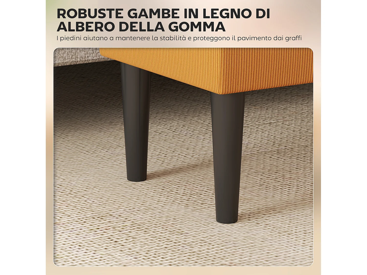 Panca fondoletto per camera da letto e ingresso arancione nera