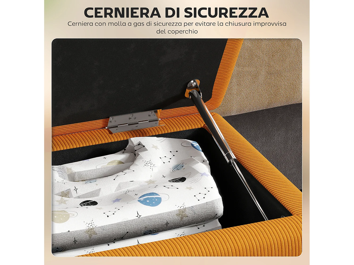 Panca fondoletto per camera da letto e ingresso arancione nera