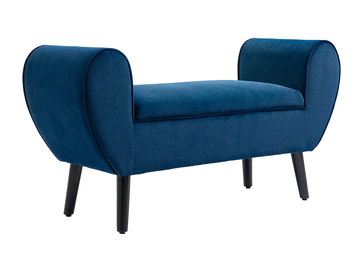 Panca contenitore imbottita tessuto vellutato 118x42x66cm blu