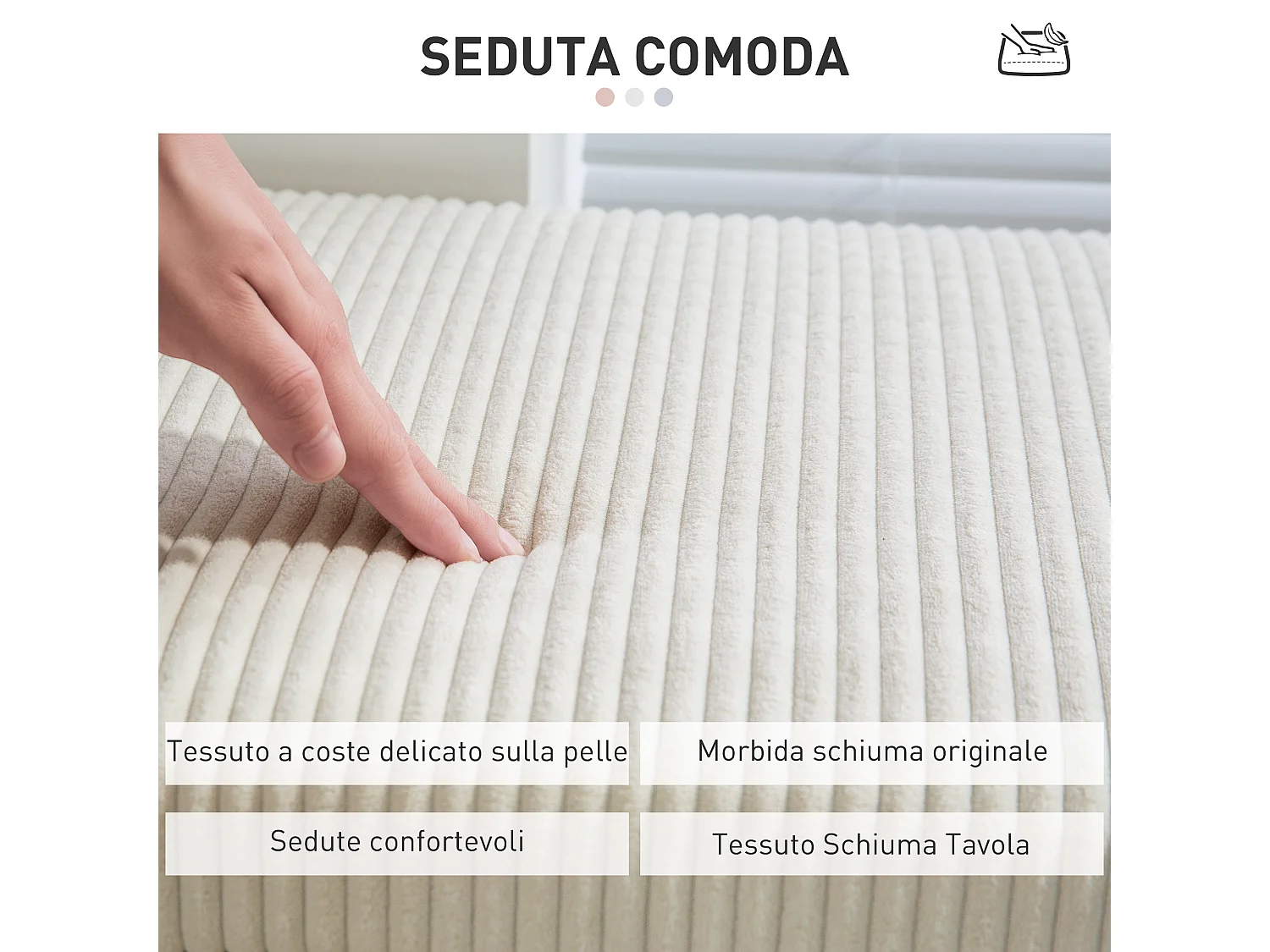 Panca fondo letto vellutata a coste con spazio interno da 84l beige