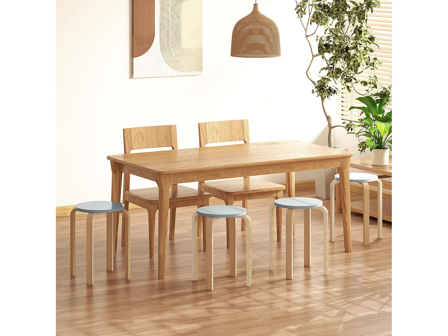 Set 4 sgabelli rotondi impilabili in legno 40x40x45 cm grigio