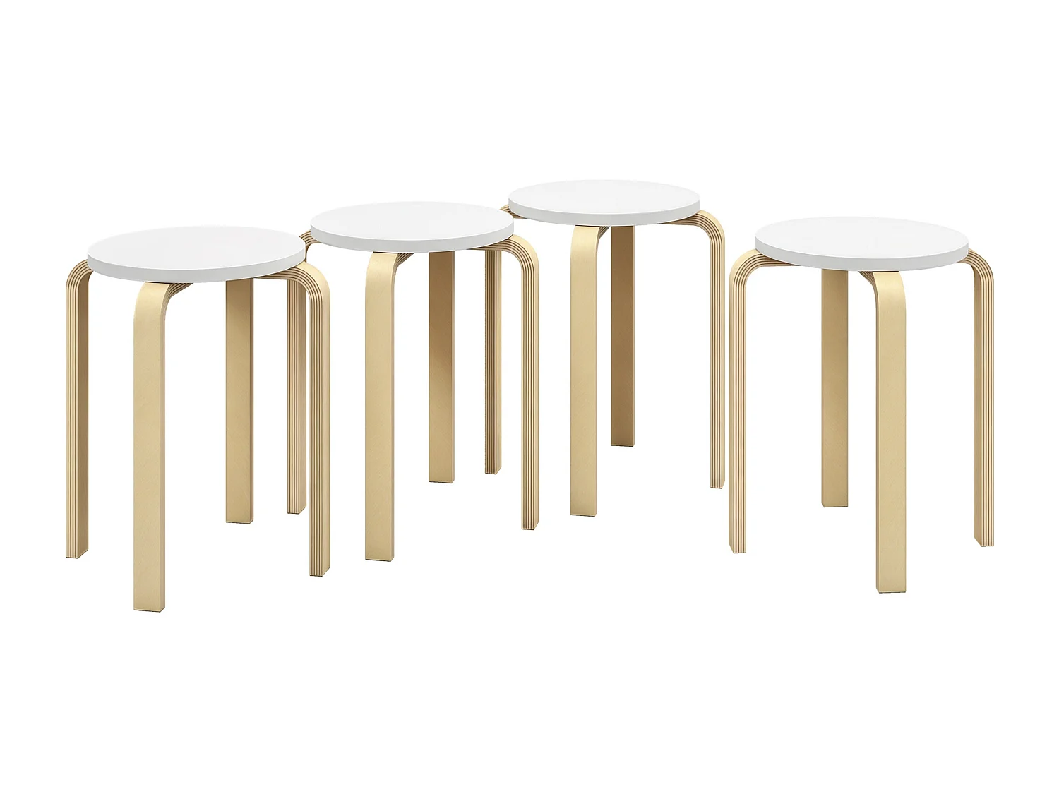 Set 4 sgabelli rotondi impilabili in legno Ø40x45 cm grigio