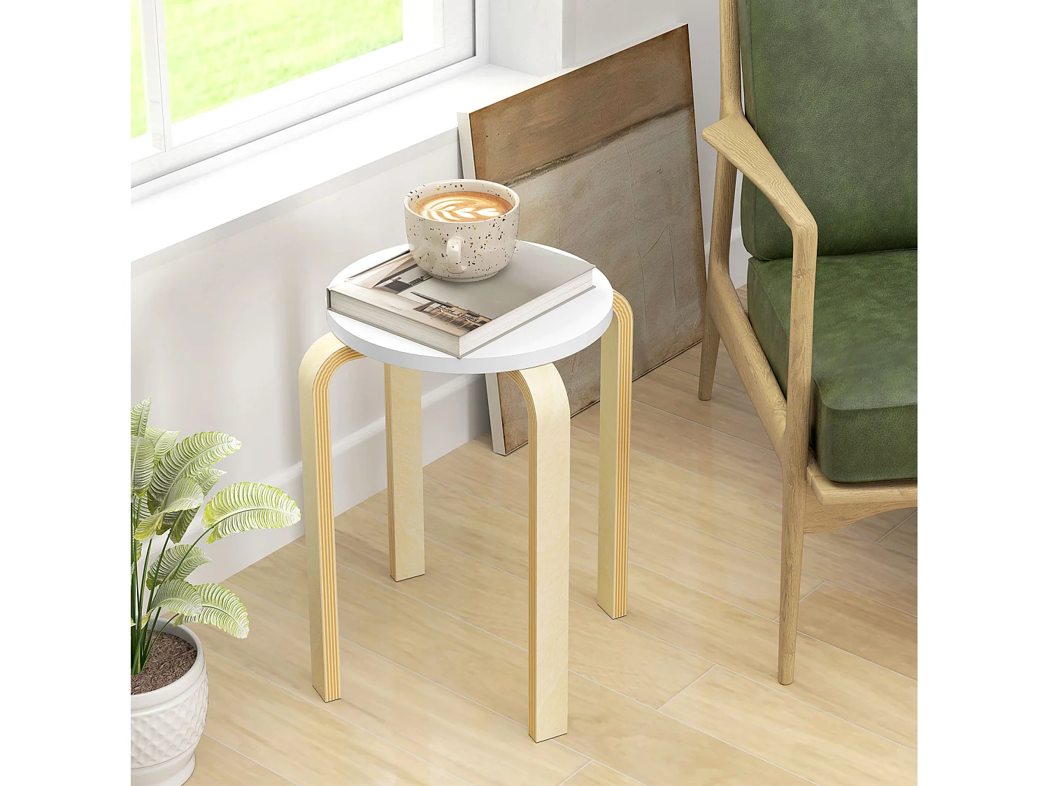 Set 4 sgabelli rotondi impilabili in legno Ø40x45 cm grigio