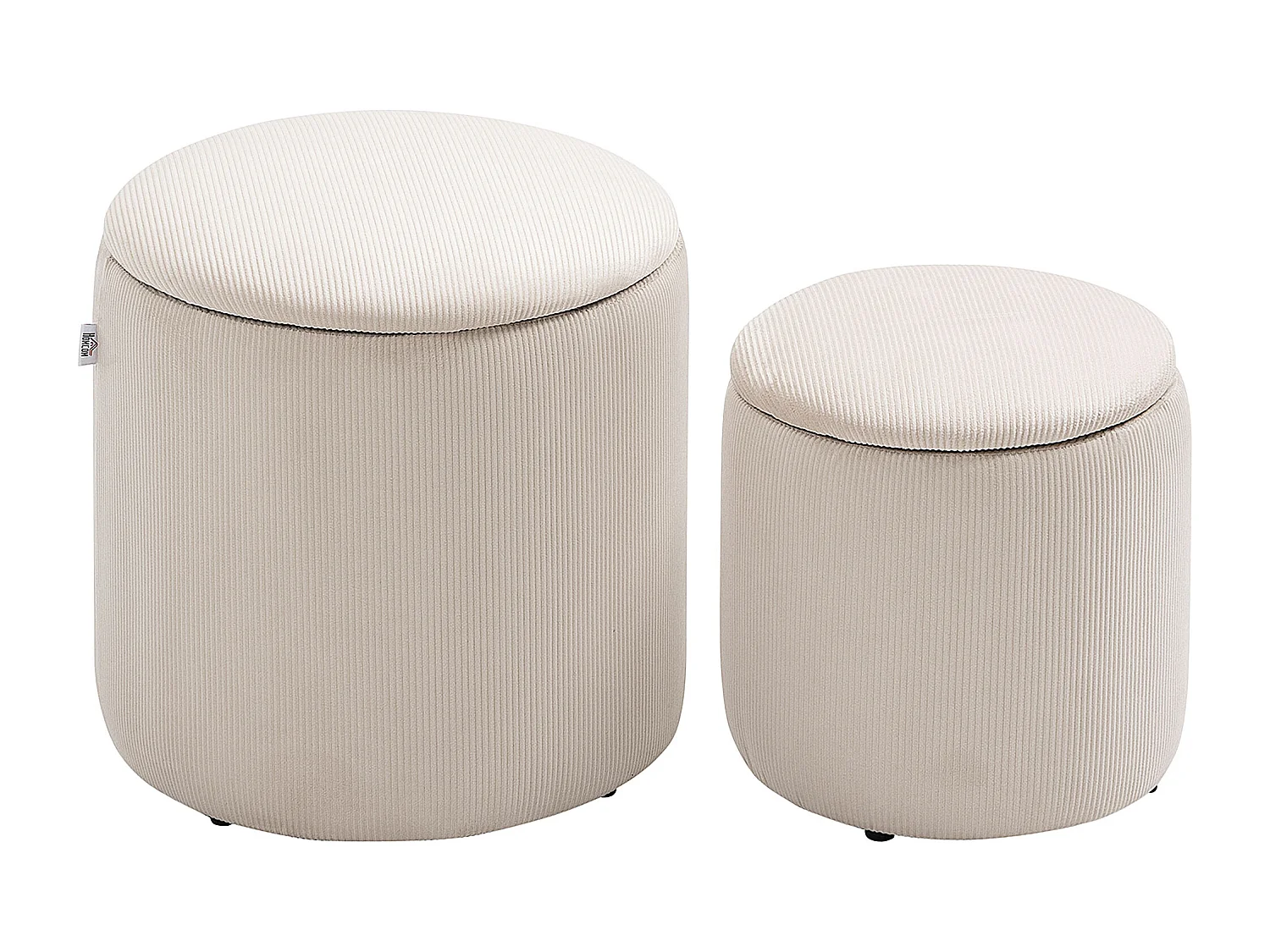 Set di 2 pouf contenitore salvaspazio in velluto bianco
