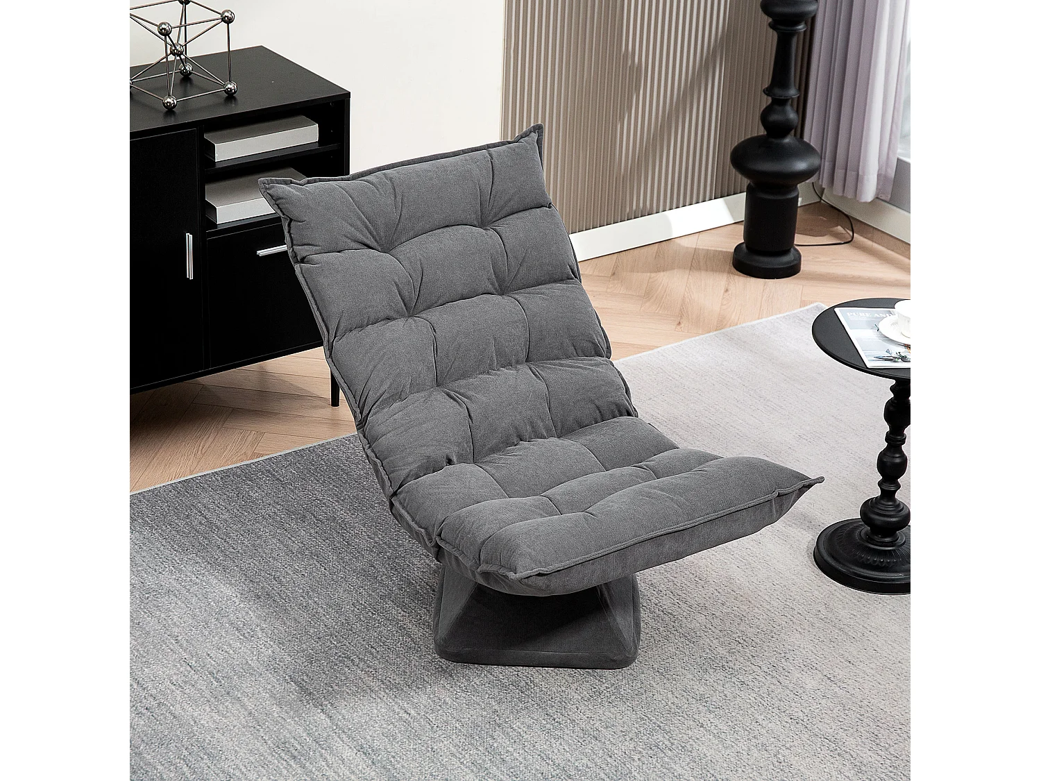 Poltrona per salotto girevole con schienale regolabile grigio