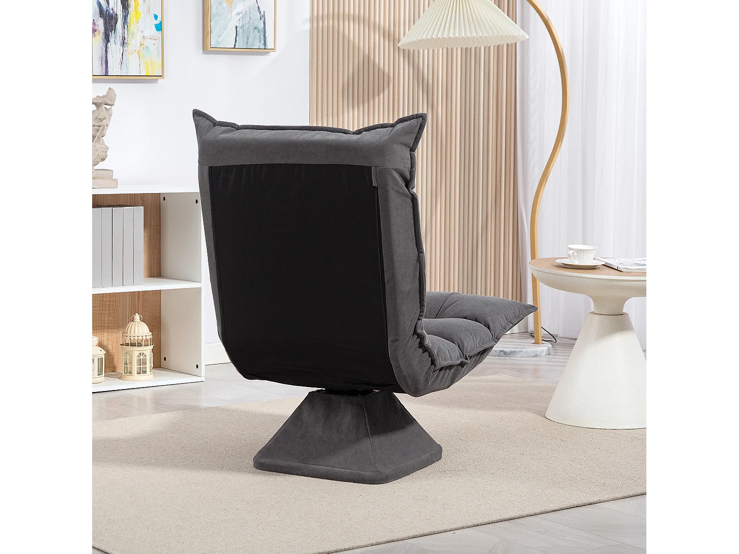 Poltrona per salotto girevole con schienale regolabile grigio