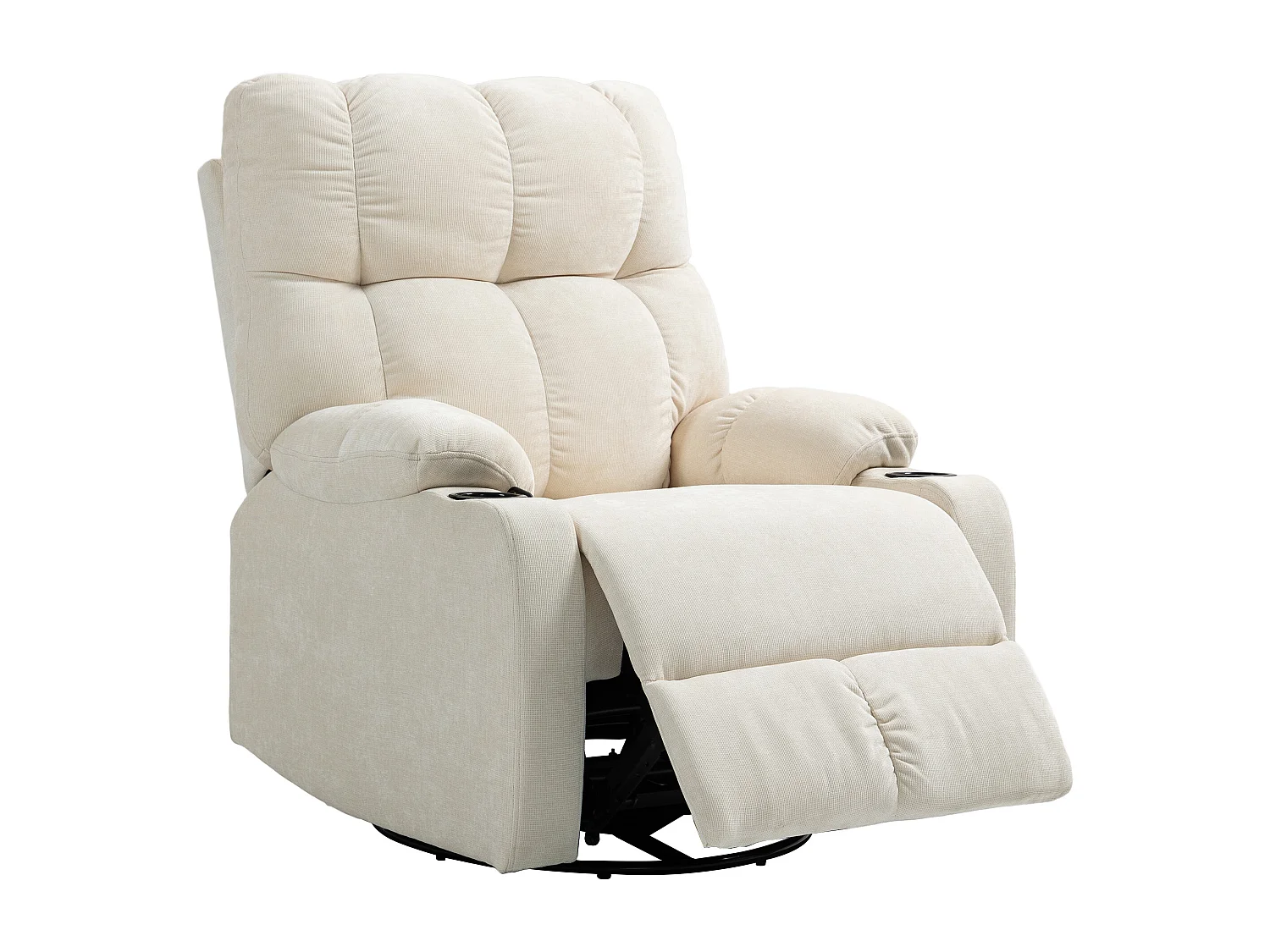 Poltrona reclinabile 135° con poggiapiedi e portabicchieri beige