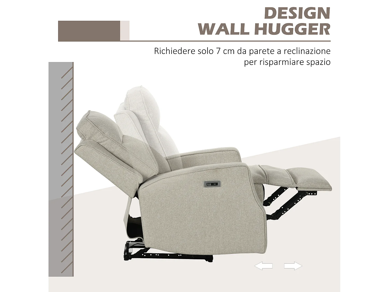 Poltrona relax elettrica e reclinabile 150° per soggiorno beige