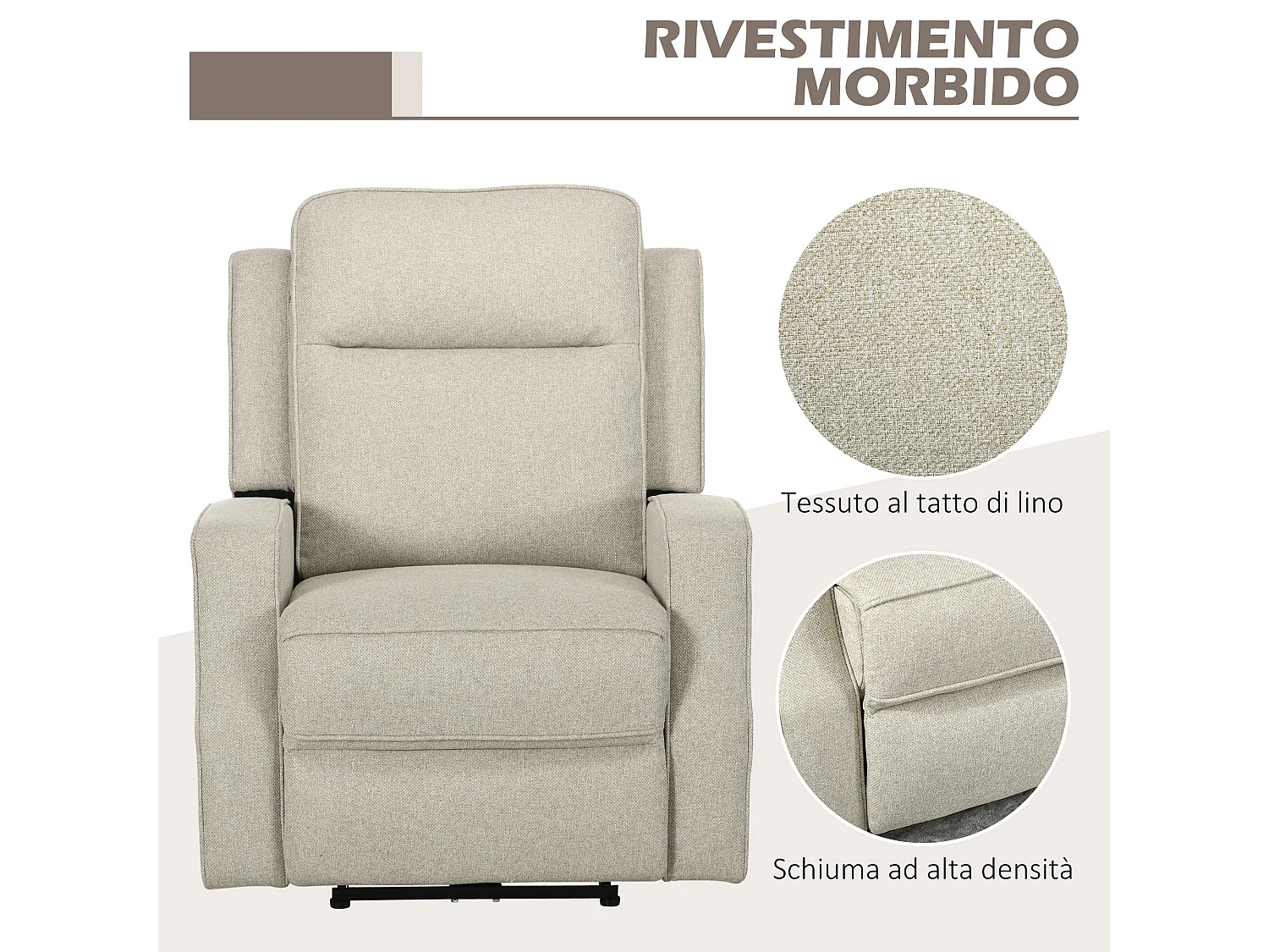 Poltrona relax elettrica e reclinabile 150° per soggiorno beige