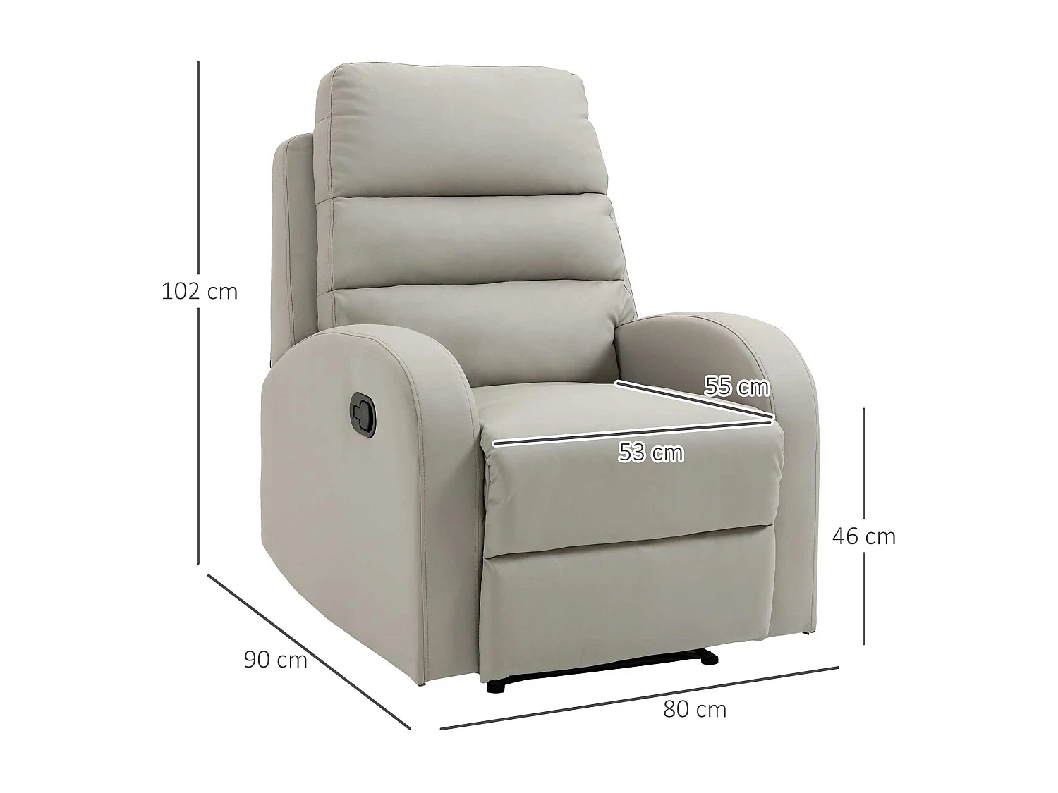 Poltrona reclinabile ergonomica in finta pelle con poggiapiedi grigio