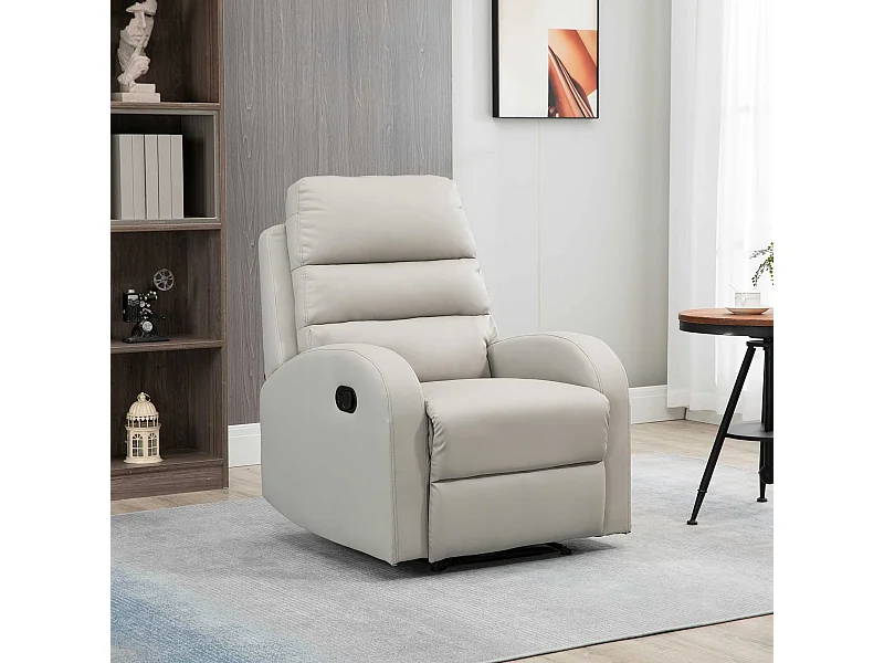 Poltrona reclinabile ergonomica in finta pelle con poggiapiedi grigio