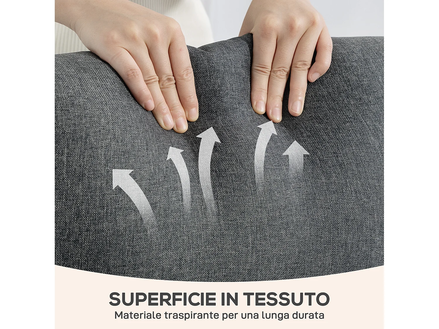 Poltrona relax reclinabile a 135° con poggiapiedi in tessuto grigio