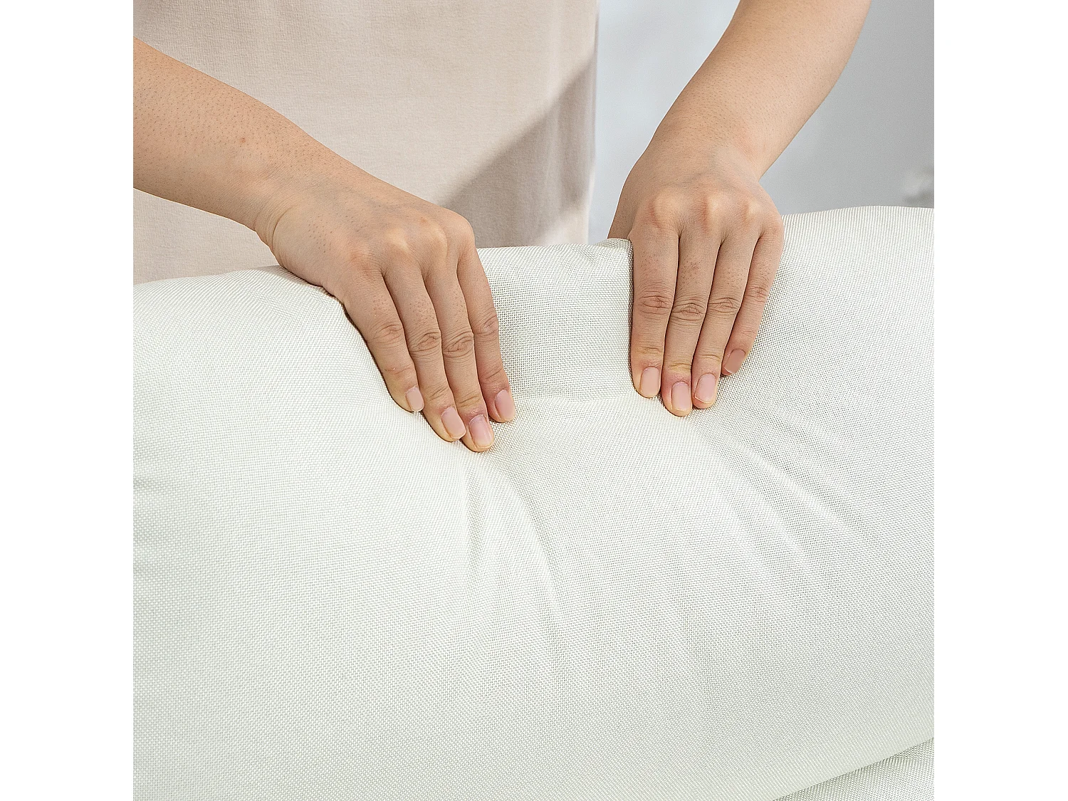 Poltrona reclinabile 135° max in tessuto effetto lino bianco crema